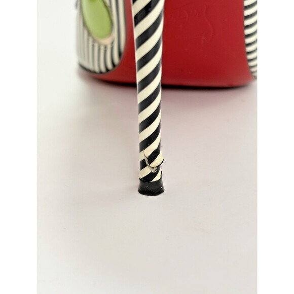 Christian Louboutin Lady Bug Heels Navy/White Stripes Bright Polka Dots Sz 35.5 - Picture 12 of 16